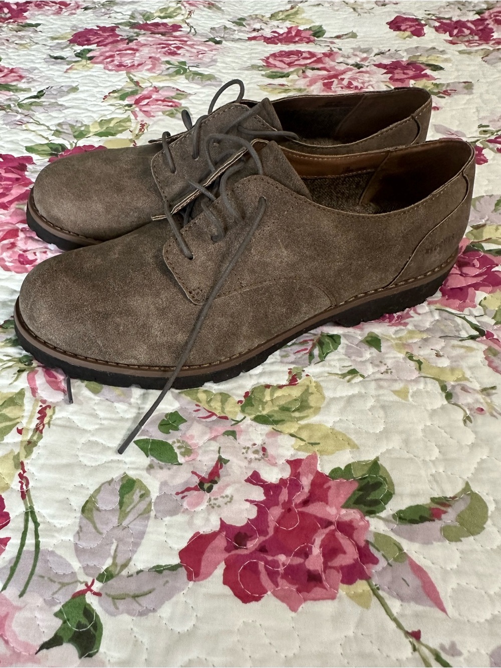 b.o.c. Taupe Suede Lace-Up Flats
